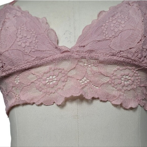 Aerie Pink Lace Back Opening Adjustable Strap Bralette S - Picture 2 of 6
